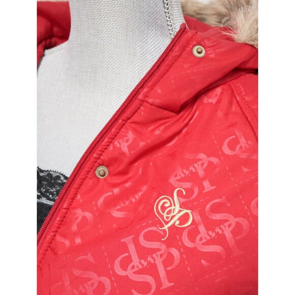 SOUTHPOLE Red Bomber Jacket w/ Fur Trim Y2k - Picture 4 of 8
